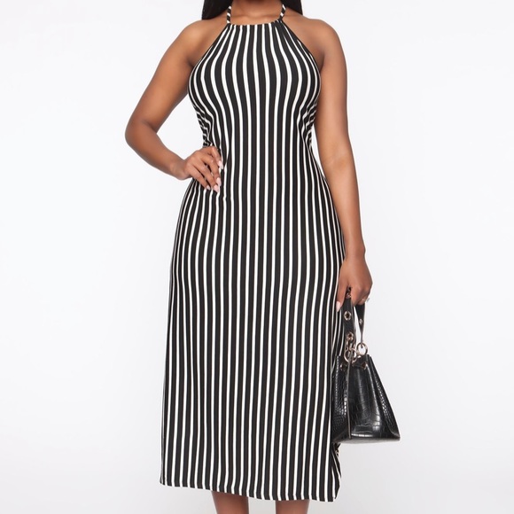 Heart&Hips Striped Halter Maxi Dress - Picture 1 of 8